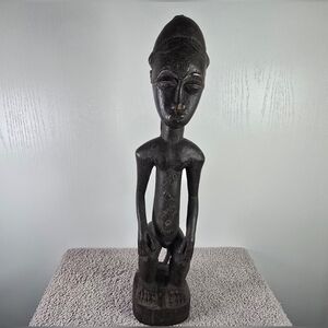 Ancestor Female Figure Wood Ivory Coast 20.5 Inches Tall